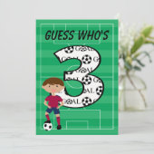 3歳の誕生日 赤と青のサッカーゴール招待状 招待状 (スタンド正面)