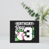 3歳の誕生日 野球パーティーテーマ 男の子 ポストカード (スタンド正面)