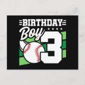 3歳の誕生日 野球パーティーテーマ 男の子 ポストカード (正面)