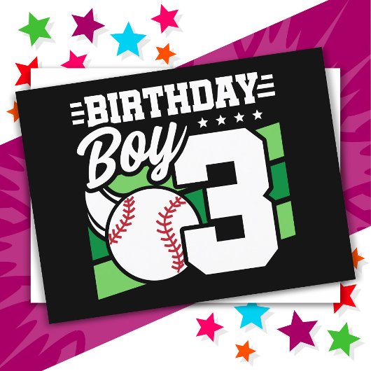 3歳の誕生日 野球パーティーテーマ 男の子 ポストカード