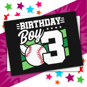 3歳の誕生日 野球パーティーテーマ 男の子 3rd バースデー ポストカード