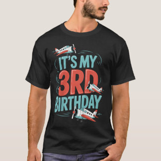 3歳の誕生日 飛行機 パイロット トドラー 男の子 Tシャツ