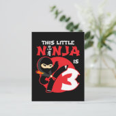 3歳の誕生日 3歳児の忍者パーティー 幼い忍者3 ポストカード (スタンド正面)