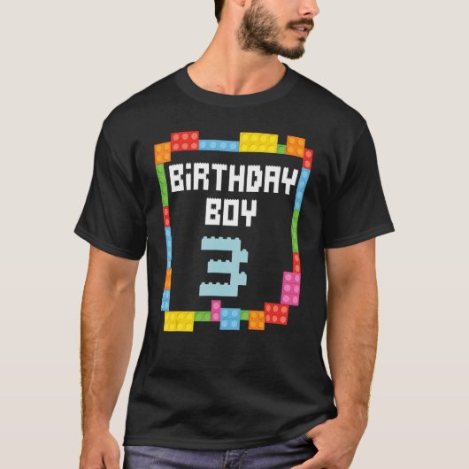 3歳の誕生日Boy master builder 3歳のブロック Tシャツ (正面)