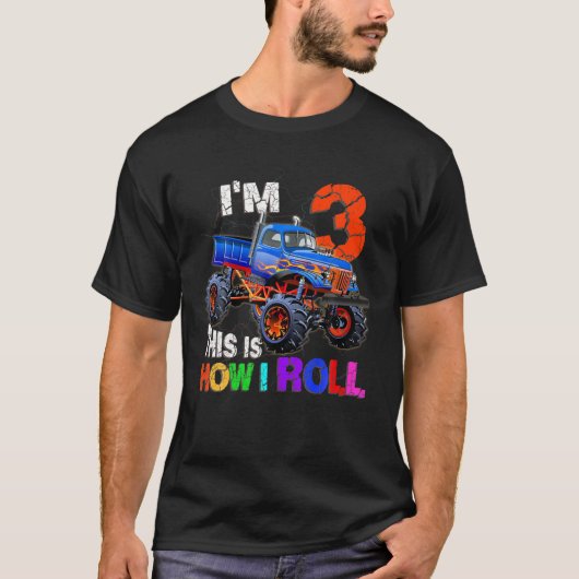 3歳の誕生日I'm 3 How I 転が Truck lovers Tシャツ (正面)