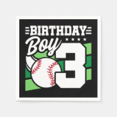 3歳の野球パーティーテーマ3歳の男の子 スタンダードカクテルナプキン (正面)