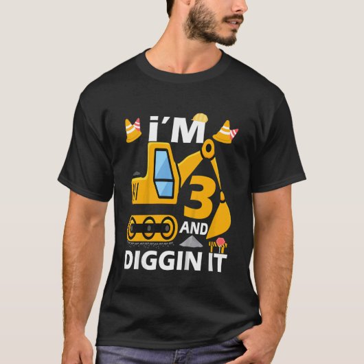 3歳の3歳の誕生日を掘る子供たち Tシャツ (正面)