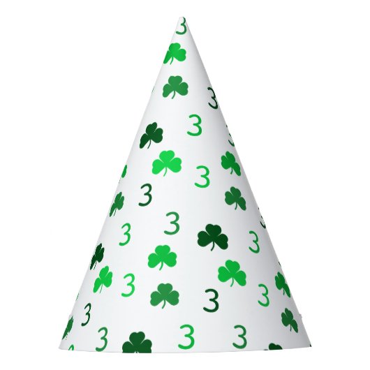 3歳はチャーム聖パトリックの日3回目の誕生日 パーティーハット (正面)