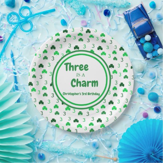 3歳はチャーム聖パトリックの日3回目の誕生日 ペーパープレート (パーティー)