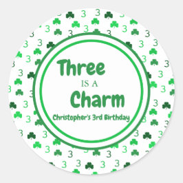 3歳はチャーム聖パトリックの日3回目の誕生日 ラウンドシール