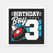 3歳オールドホッケーパーティーテーマ3歳バースデーボーイ スタンダードカクテルナプキン (正面)