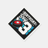 3歳オールドホッケーパーティーテーマ3歳バースデーボーイ スタンダードカクテルナプキン (角)