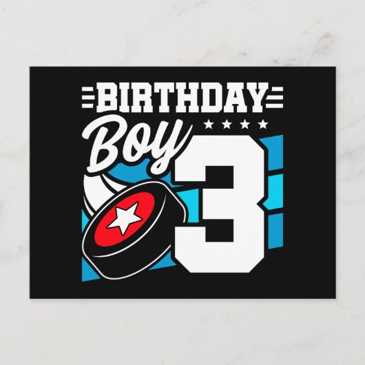 3歳オールドホッケーパーティーテーマ3歳バースデーボーイ ポストカード (正面)