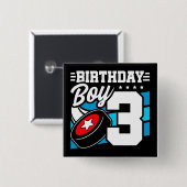 3歳オールドホッケーパーティーテーマ3歳バースデーボーイ 缶バッジ (正面&裏面)