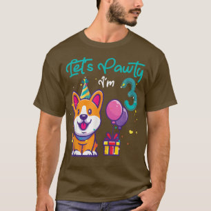 3歳コギ犬の恋人3歳の誕生日レッツパー Tシャツ