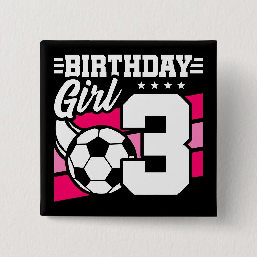3歳サッカーサッカーパーティー3歳の誕生日 缶バッジ (正面)