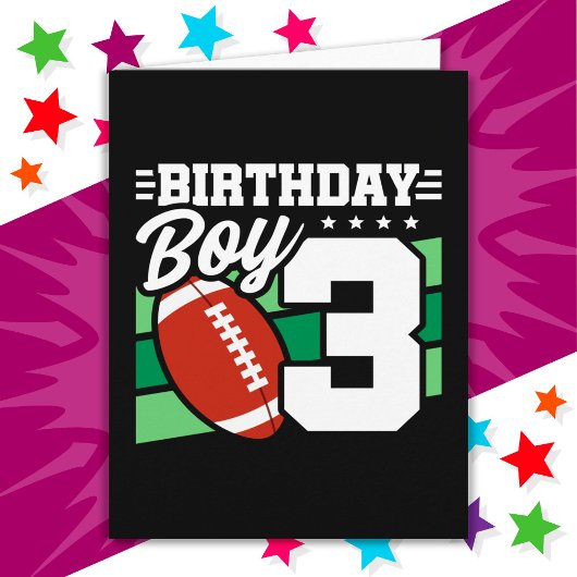 3歳サッカーパーティーテーマ3歳バースデーボーイ カード