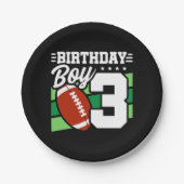 3歳サッカーパーティーテーマ3歳バースデーボーイ ペーパープレート (正面)