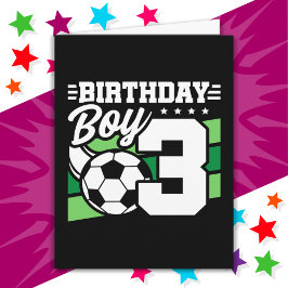 3歳サッカーパーティー3歳の誕生日ボーイ カード