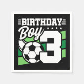 3歳サッカーパーティー3歳の誕生日ボーイ スタンダードカクテルナプキン (正面)