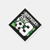3歳サッカーパーティー3歳の誕生日ボーイ スタンダードカクテルナプキン (角)