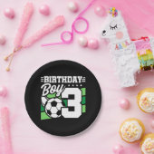3歳サッカーパーティー3歳の誕生日ボーイ ペーパープレート (パーティー)