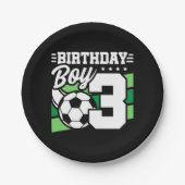 3歳サッカーパーティー3歳の誕生日ボーイ ペーパープレート (正面)