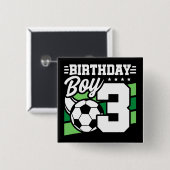 3歳サッカーパーティー3歳の誕生日ボーイ 缶バッジ (正面&裏面)