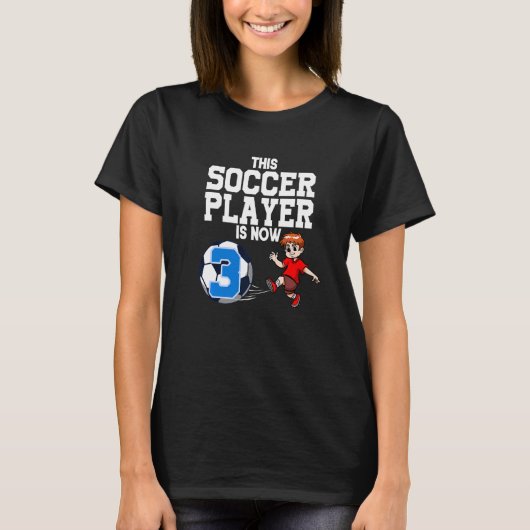 3歳サッカー選手ボーイサッカー誕生日プレミ Tシャツ (正面)