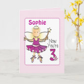 3歳バレリーナカスタム誕生日カード カード (黄色い花)