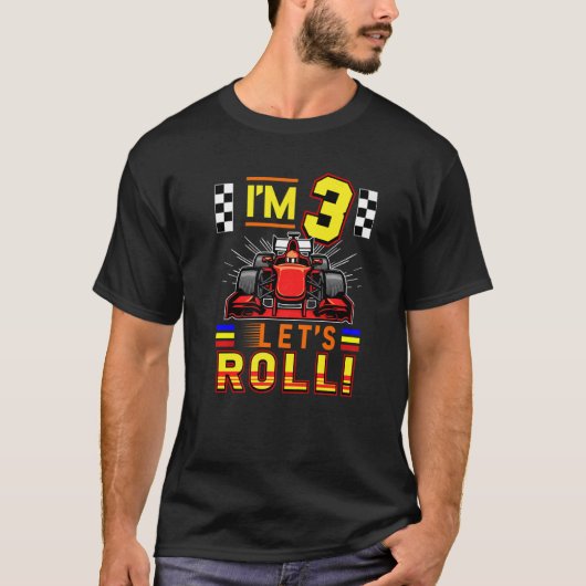 3歳フォーミュラ・レースカー3歳の誕生日 Tシャツ (正面)