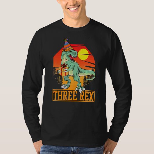 3歳レックス3歳の誕生日3番目の恐竜 Tシャツ (正面)