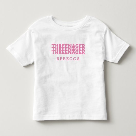 3歳児レトロレタリング名前ピンク トドラーTシャツ (正面)