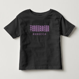 3歳児レトロ文字名前 ライラック トドラーTシャツ