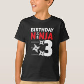 3歳忍者パーティースターキッズ3歳の誕生日 Tシャツ (正面)