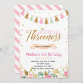 3歳王室のの誕生日の招待 招待状 (正面/裏面)