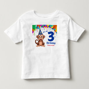 3歳誕生日オリジナルTシャツ、サルパーティー トドラーTシャツ