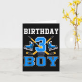 3歳誕生日少年アイスホッケー3パーティー カード (黄色い花)