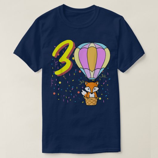 3歳誕生日気球 Tシャツ (デザイン正面)