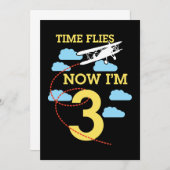 3歳誕生日 男の子 飛行機 3歳 誕生日 招待状 (正面/裏面)