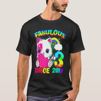 3歳3歳の誕生日かわいい猫ガールFabuous Si Tシャツ