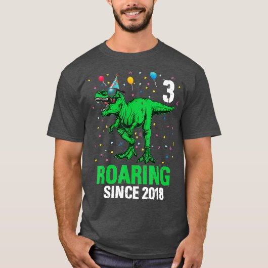 3歳3歳の誕生日ボーイトドラー恐竜ティー Tシャツ (正面)