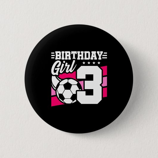3歳 サッカー パーティー 3歳の誕生日 女の子 缶バッジ (正面)