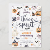 3歳 ハロウィン ゴースト 三つの精神 誕生日 招待状 (正面)