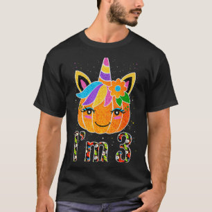 3歳 ユニコーン かぼちゃ かわいいデザイン 誕生日 Tシャツ