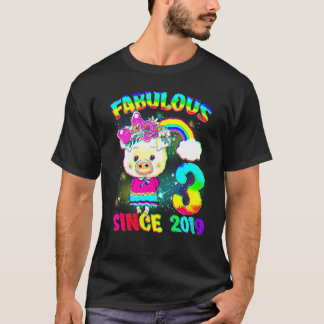 3歳 誕生日 かわいい 豚 女の子 ファビュラス シ Tシャツ
