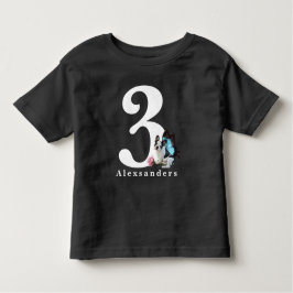 3歳、3歳の誕生日かわいい犬バタフライフェアリー トドラーTシャツ