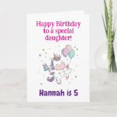 3歳、4歳、5歳、6歳の誕生日を迎える娘へ ユニコーン カード (正面)