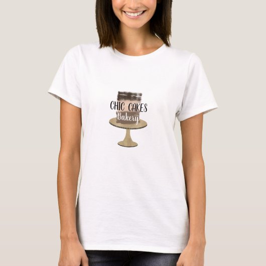 3段ケーキ モダンな田舎風の結婚式 バーカリーケーキ Tシャツ (正面)