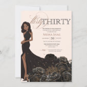 3気のあるそぶりをしたグラムブラック&バラ金ゴールド30歳 招待状 (正面)